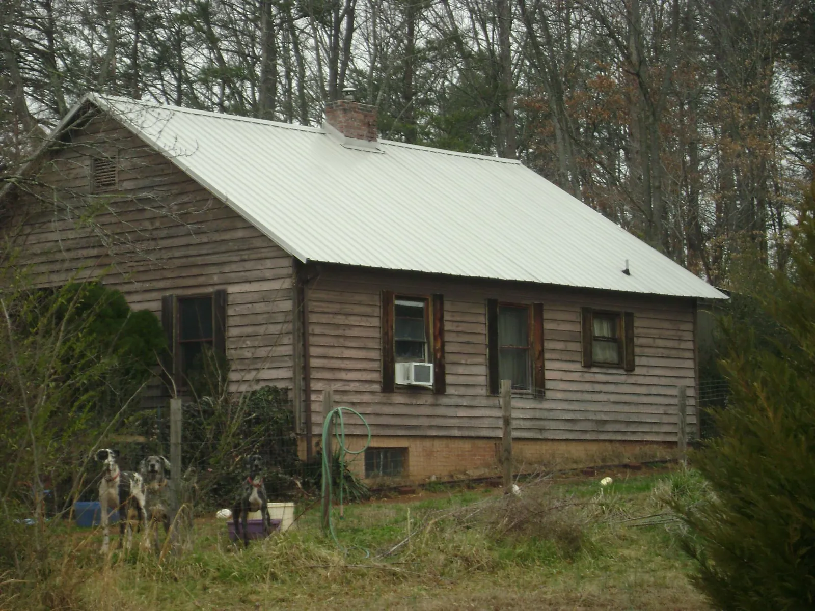 White metal roof on an old wood sided farmhouse, from a Asphalt Shingle Roof Repair job in Snyder